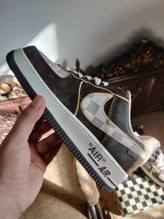 Nike Air Force 1 Low Louis Vuitton Monogram Brown Damier Azur - Sneak Kicks