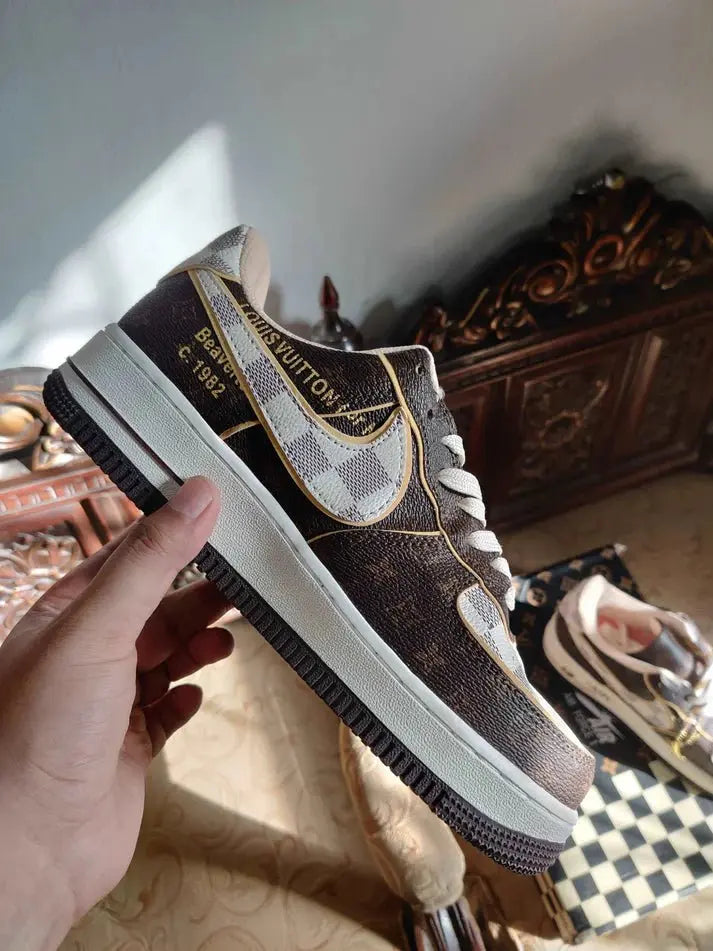 Nike Air Force 1 Low Louis Vuitton Monogram Brown Damier Azur - Sneak Kicks