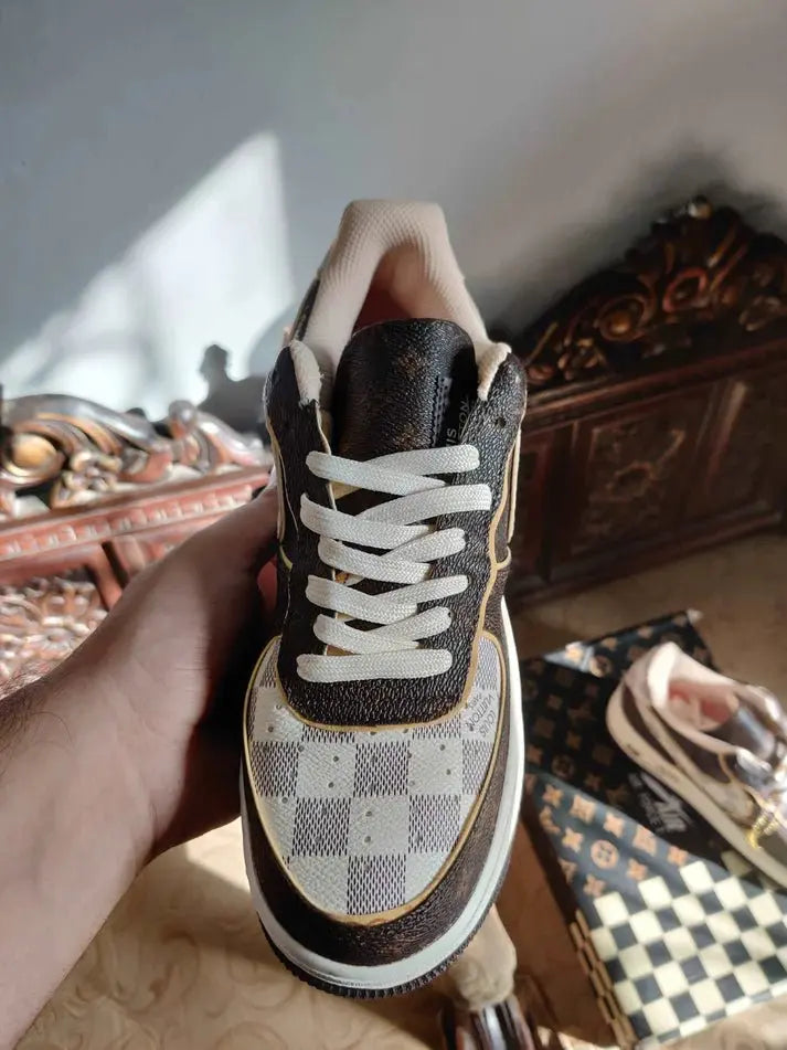 Nike Air Force 1 Low Louis Vuitton Monogram Brown Damier Azur - Sneak Kicks