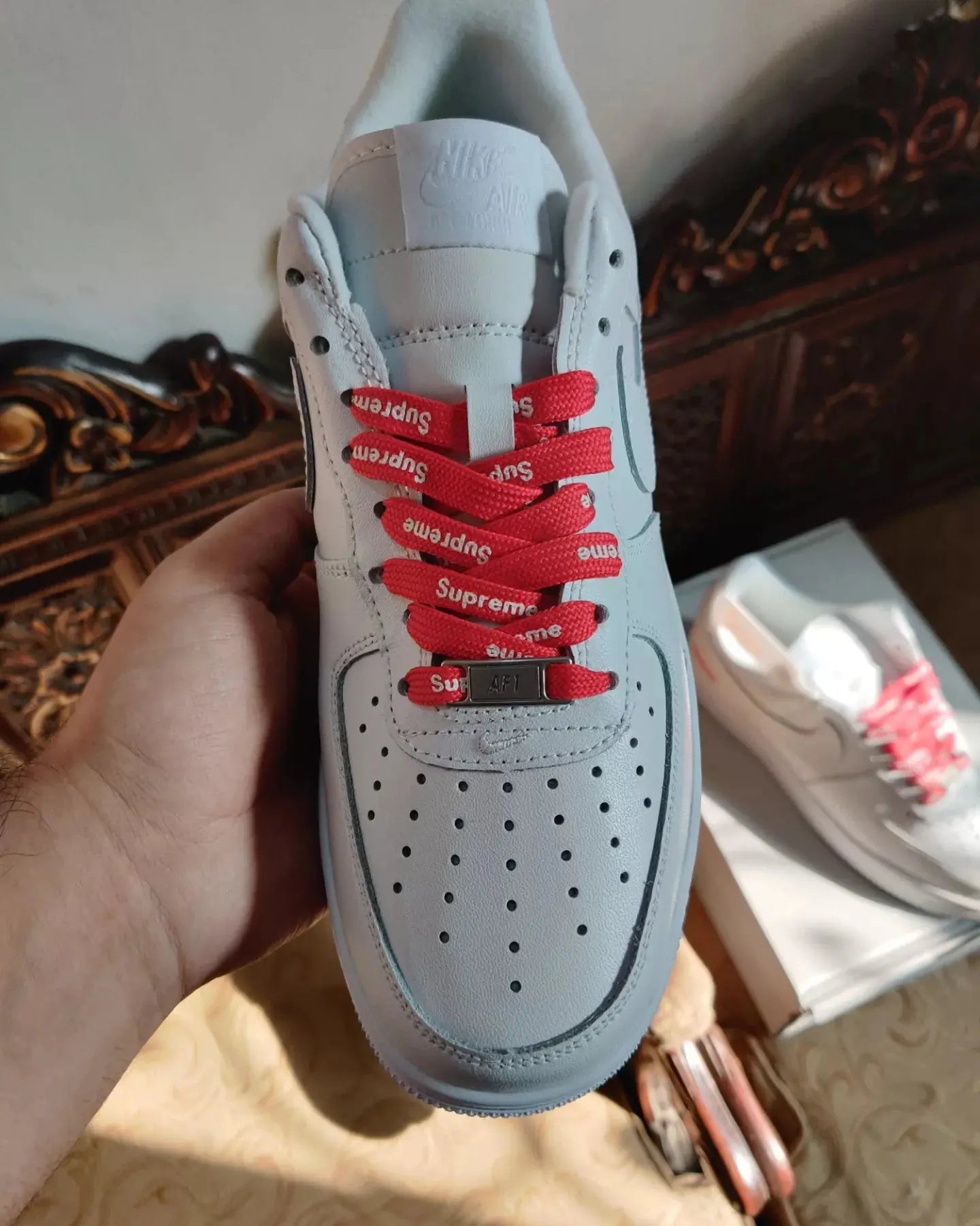 Supreme X Nike Air Force 1 Low '07 Triple White Sneak Kicks