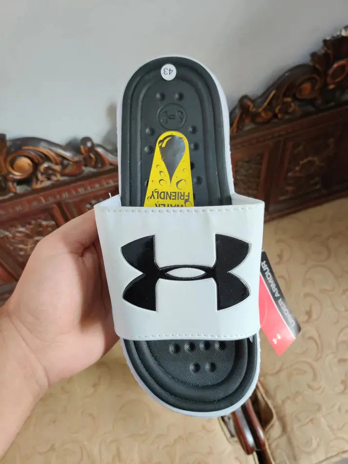 Under Armour Men's Water Friendly Slides White Sneak Kicks