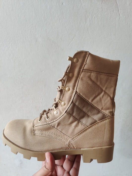 Beige Tactical Shoes with Zip Sneak Kicks